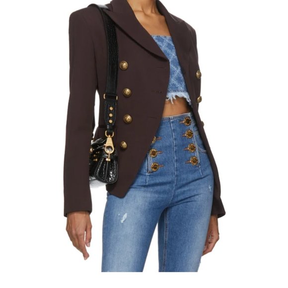 NWT BALMAIN Brown Grain De Poudre 8-Button Jacket - Picture 2 of 16